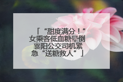 “甜度满分！”女乘客低血糖晕倒 襄阳公交司机紧急“送糖救人”