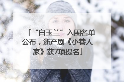 “白玉兰”入围名单公布，浙产剧《小巷人家》获7项提名