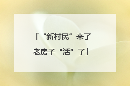 “新村民”来了 老房子“活”了