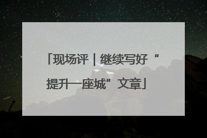 现场评｜继续写好“提升一座城”文章