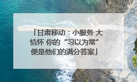 甘肃移动：小服务 大情怀 你的“习以为常”便是他们的满分答案