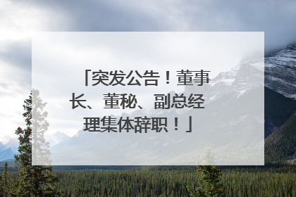 突发公告！董事长、董秘、副总经理集体辞职！