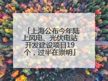 上海公布今年陆上风电、光伏电站开发建设项目19个，过半在崇明