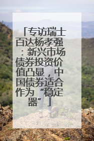 专访瑞士百达杨孝强：新兴市场债券投资价值凸显，中国债券适合作为“稳定器”