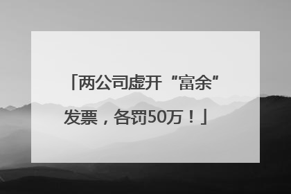 两公司虚开“富余”发票，各罚50万！