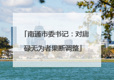 南通市委书记：对庸碌无为者果断调整