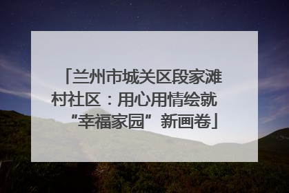 兰州市城关区段家滩村社区：用心用情绘就“幸福家园”新画卷