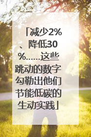 减少2%、降低30%……这些跳动的数字勾勒出他们节能低碳的生动实践