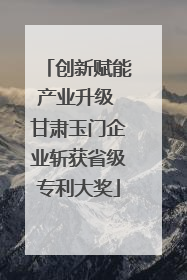 创新赋能产业升级 甘肃玉门企业斩获省级专利大奖