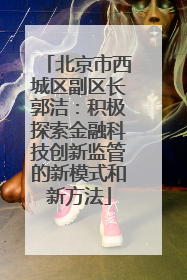 北京市西城区副区长郭洁：积极探索金融科技创新监管的新模式和新方法