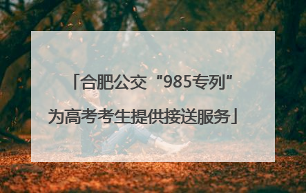 合肥公交“985专列”为高考考生提供接送服务