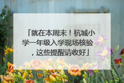 就在本周末！杭城小学一年级入学现场核验，这些提醒请收好