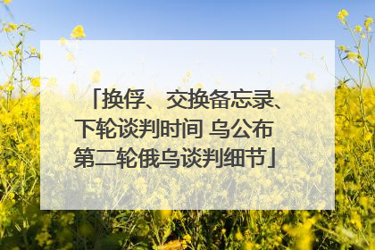 换俘、交换备忘录、下轮谈判时间 乌公布第二轮俄乌谈判细节