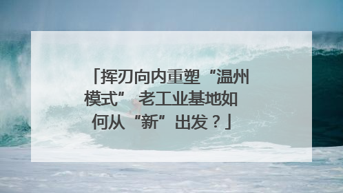 挥刃向内重塑“温州模式” 老工业基地如何从“新”出发？