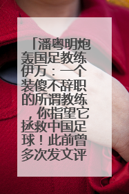 潘粤明炮轰国足教练伊万：一个装傻不辞职的所谓教练，你指望它拯救中国足球！此前曾多次发文评价国足