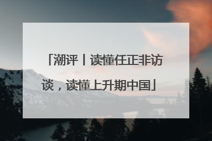 潮评丨读懂任正非访谈，读懂上升期中国
