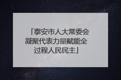 泰安市人大常委会凝聚代表力量赋能全过程人民民主