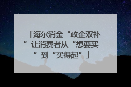 海尔消金“政企双补”让消费者从“想要买”到“买得起”