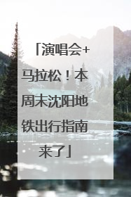 演唱会+马拉松！本周末沈阳地铁出行指南来了