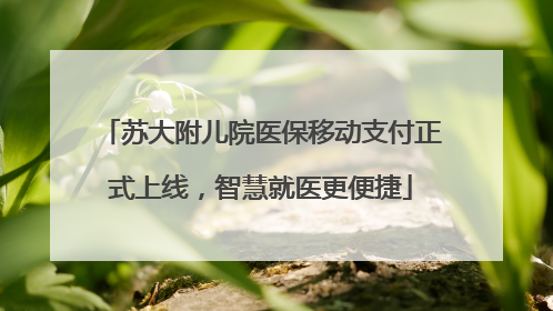 苏大附儿院医保移动支付正式上线，智慧就医更便捷