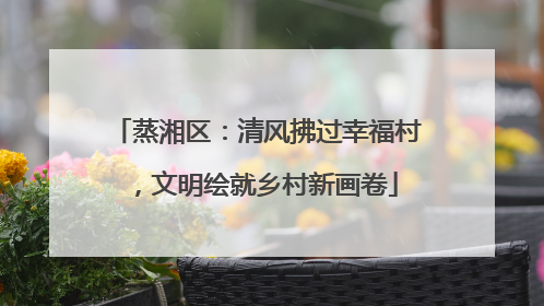蒸湘区：清风拂过幸福村，文明绘就乡村新画卷