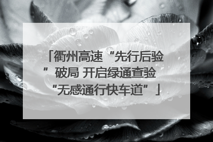 衢州高速“先行后验”破局 开启绿通查验“无感通行快车道”