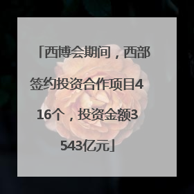 西博会期间，西部签约投资合作项目416个，投资金额3543亿元