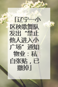 辽宁一小区秧歌舞队发出“禁止他人进入小广场”通知 物业：私自张贴，已撤掉