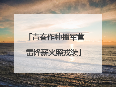 青春作种播军营 雷锋薪火照戎装