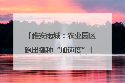 雅安雨城：农业园区跑出播种“加速度”